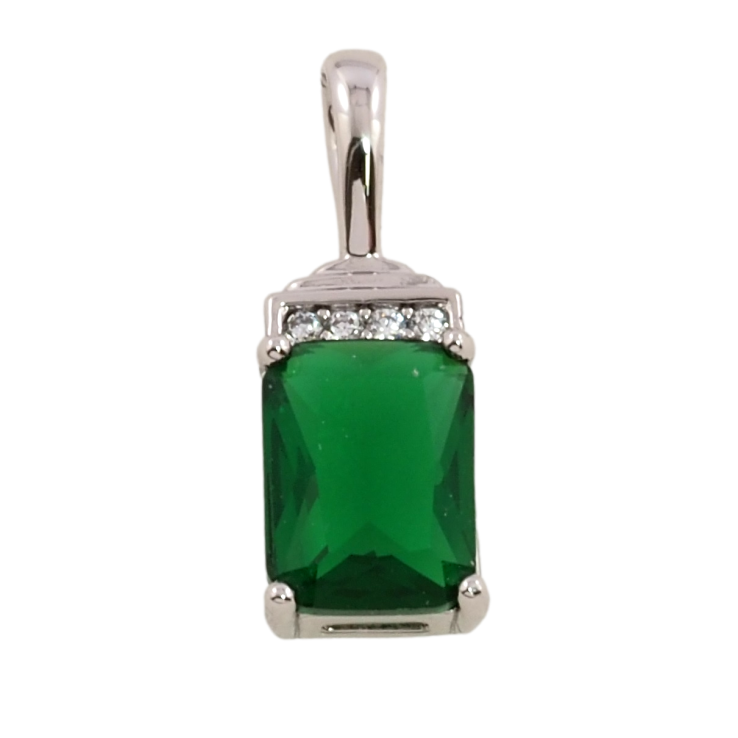 Кулон Xuping Родий Зеленый фианит для цепочки до 3мм фото №18