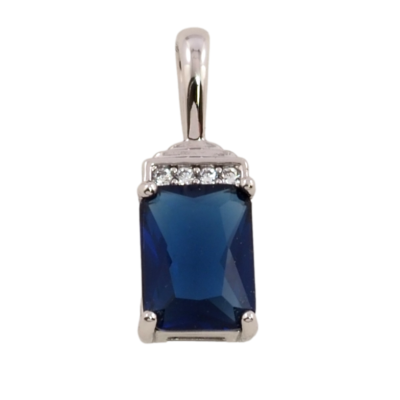 Кулон Xuping Родій Синій фіаніт для ланцюжка до 3мм фото №1 Кулон Xuping Родій Синій фіаніт для ланцюжка до 3мм фото №1