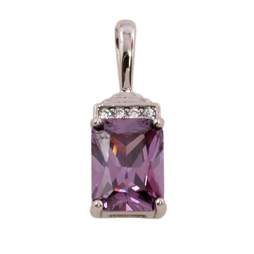 Кулон Xuping Родий Сиреневый фианит для цепочки до 3мм фото №1 Кулон Xuping Родий Сиреневый фианит для цепочки до 3мм фото №1