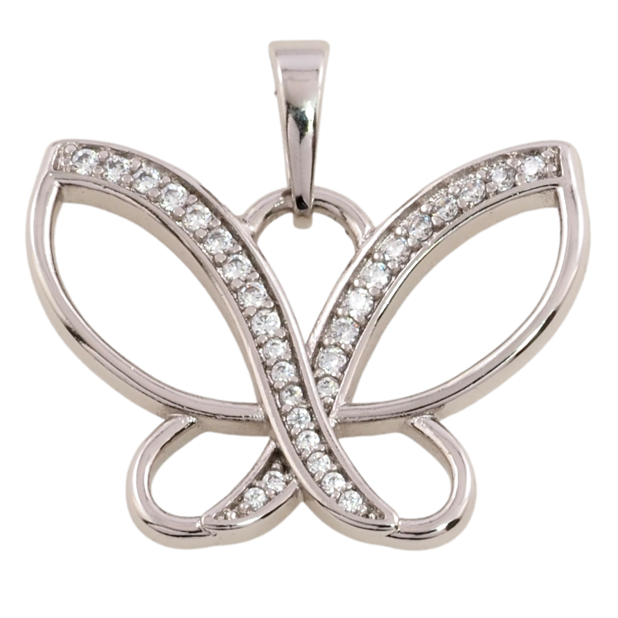 Кулон Xuping Родий Бабочка с цирконием для цепочки до 6мм фото №1