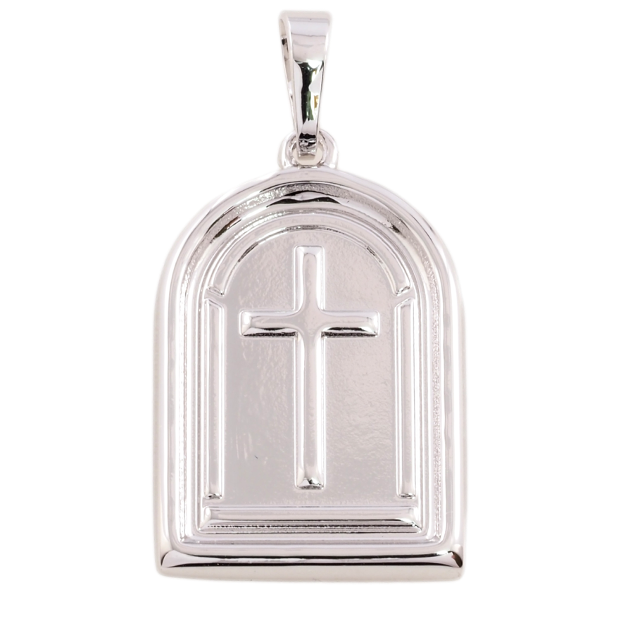 Кулон Xuping Родий Ладанка с Крестом для цепочки до 7мм фото №1