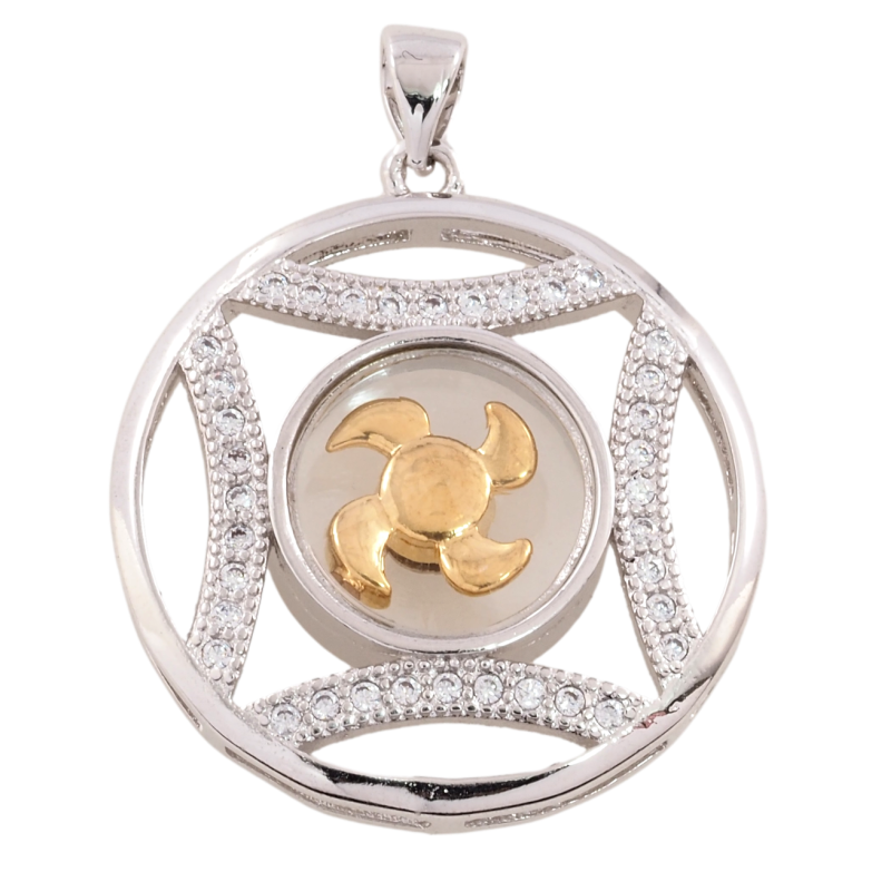 Кулон Xuping Позолота 14К + Родій Круг з пропелером для ланцюжка до 3мм фото №1