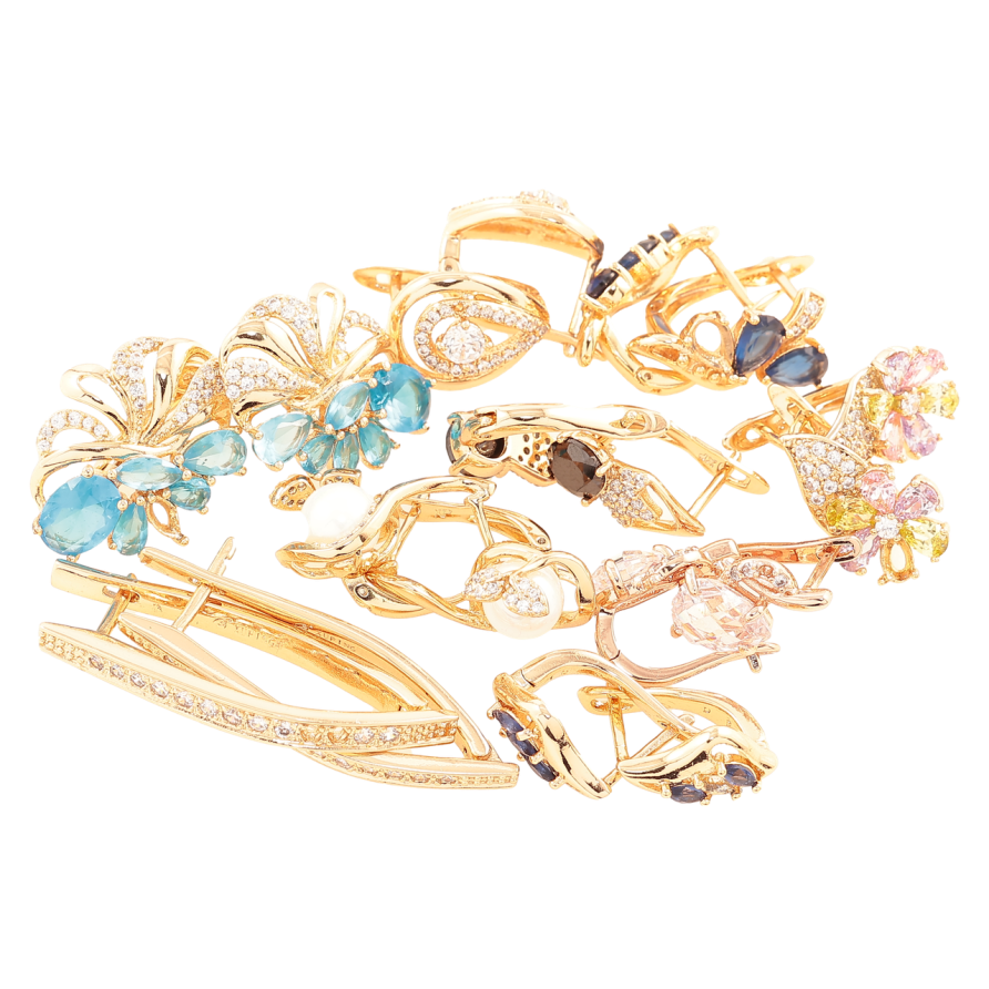 Сережки парами Позолота 18K та Родій. БІЖУТЕРНИЙ ЛОМ ціна за 50 г. ДИВІТЬСЯ ОПИС! фото №1 Сережки парами Позолота 18K та Родій. БІЖУТЕРНИЙ ЛОМ ціна за 50 г. ДИВІТЬСЯ ОПИС! фото №1