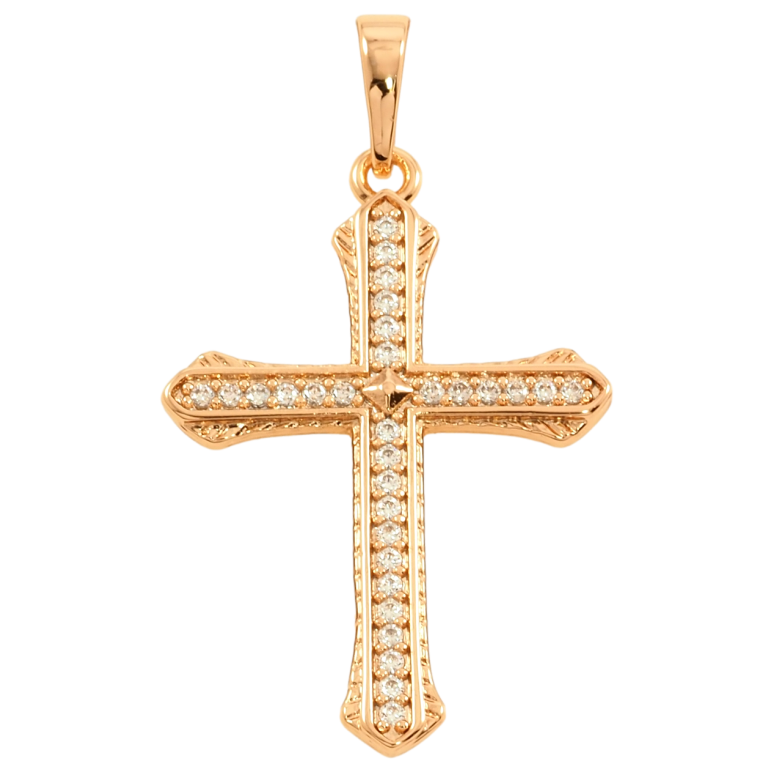 Кулон Xuping Позолота 18K Хрест з інкрустацією цирконієм для ланцюжка до 6мм фото №1 Кулон Xuping Позолота 18K Хрест з інкрустацією цирконієм для ланцюжка до 6мм фото №1