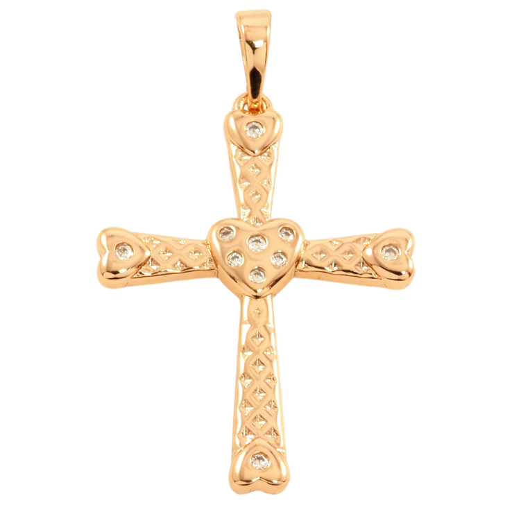 Кулон Xuping Позолота 18K Крест с сердечком и вставками циркония для цепочки до 6мм фото №9 Кулон Xuping Позолота 18K Крест с сердечком и вставками циркония для цепочки до 6мм фото №9
