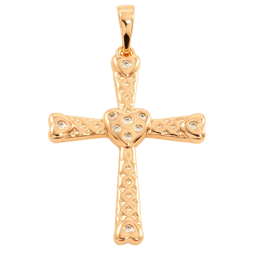 Кулон Xuping Позолота 18K Крест с сердечком и вставками циркония для цепочки до 6мм фото №1 Кулон Xuping Позолота 18K Крест с сердечком и вставками циркония для цепочки до 6мм фото №1