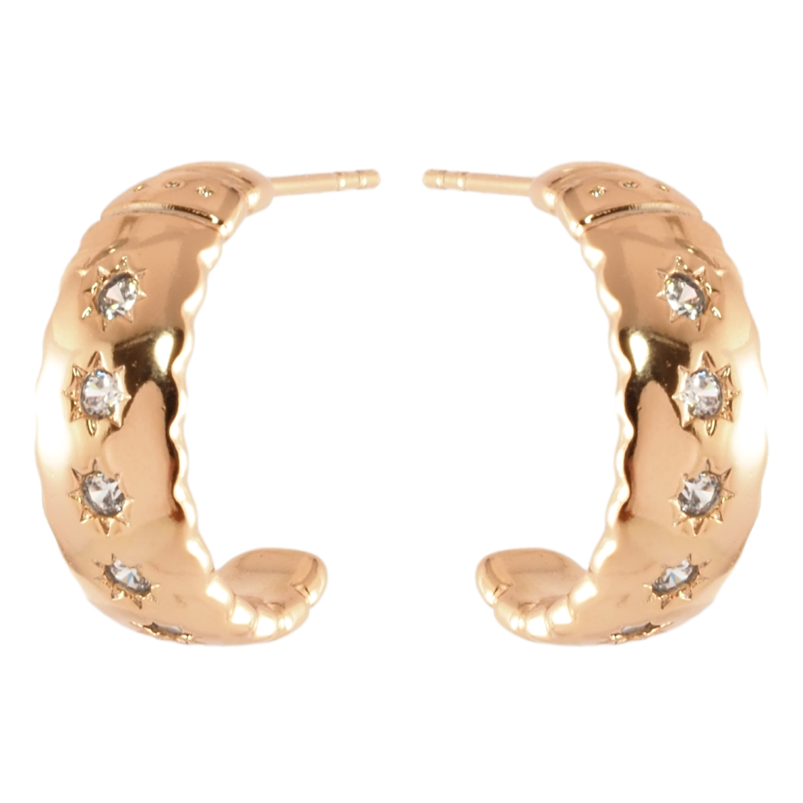 Серьги Xuping Позолота 18K пусеты Дуги с вставками циркония фото №1 Серьги Xuping Позолота 18K пусеты Дуги с вставками циркония фото №1