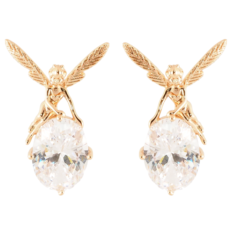 Серьги Xuping Позолота 18K пусеты Фея на кристалле фото №2 Серьги Xuping Позолота 18K пусеты Фея на кристалле фото №2