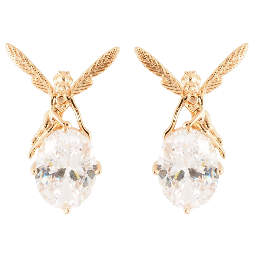 Серьги Xuping Позолота 18K пусеты Фея на кристалле фото №1 Серьги Xuping Позолота 18K пусеты Фея на кристалле фото №1