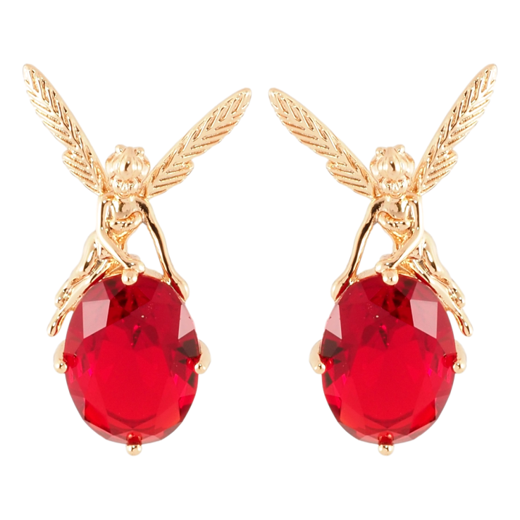 Серьги Xuping Позолота 18K пусеты Фея на красном кристалле фото №3 Серьги Xuping Позолота 18K пусеты Фея на красном кристалле фото №3