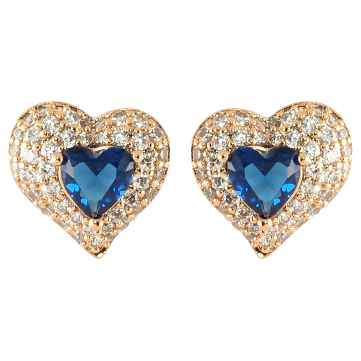 Серьги Xuping Позолота 18K пусеты Сердечки с инкрустацией цирконием и синими фианитами фото №7 Серьги Xuping Позолота 18K пусеты Сердечки с инкрустацией цирконием и синими фианитами фото №7