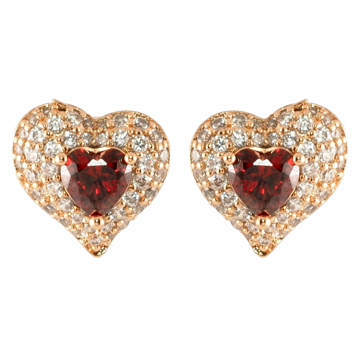 Серьги Xuping Позолота 18K пусеты Сердечки с инкрустацией цирконием и красными фианитами фото №8 Серьги Xuping Позолота 18K пусеты Сердечки с инкрустацией цирконием и красными фианитами фото №8