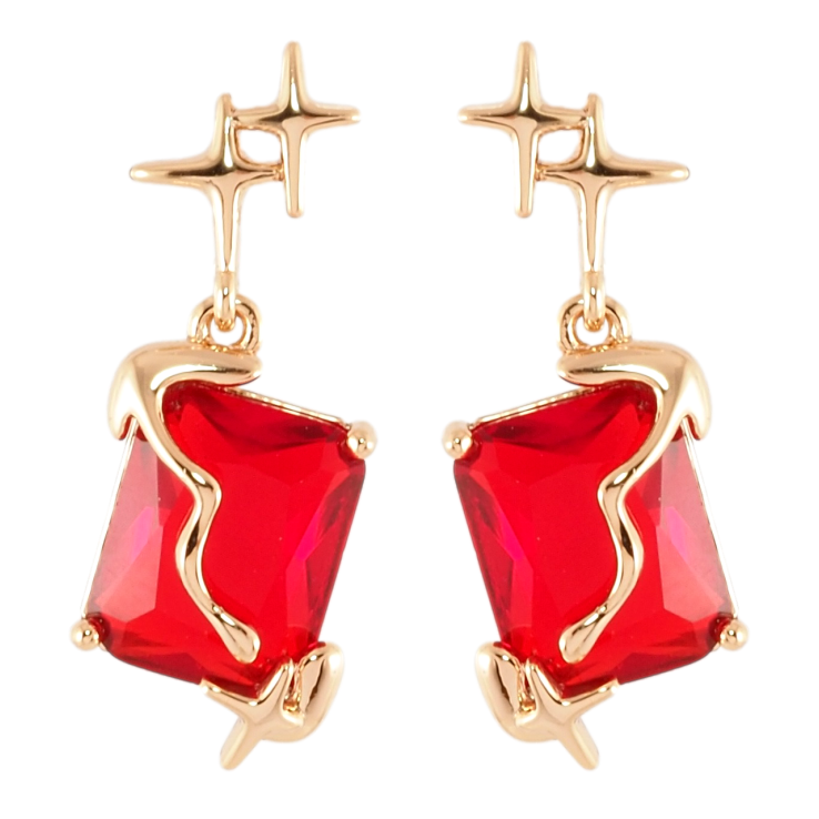 Серьги Xuping Позолота 18K пусеты Подвески с красными фианитами фото №15 Серьги Xuping Позолота 18K пусеты Подвески с красными фианитами фото №15