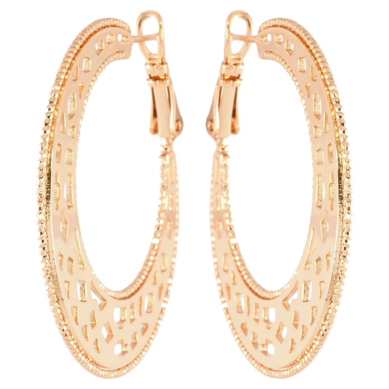 Сережки Xuping Позолота 18K італійський замок «Кільця з бічним візерунком» фото №1