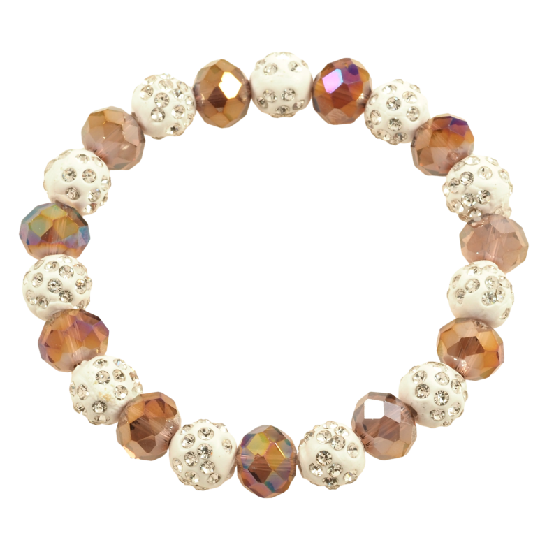 Браслет на резинке стекло Коричнево-белые бусины, ø 10мм свободный размер фото №8 Браслет на резинке стекло Коричнево-белые бусины, ø 10мм свободный размер фото №8