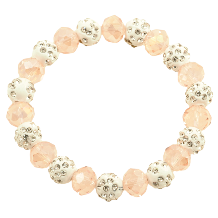 Браслет на гумці скло «Рожево-білі намистини, ø 10мм» вільний розмір фото №20