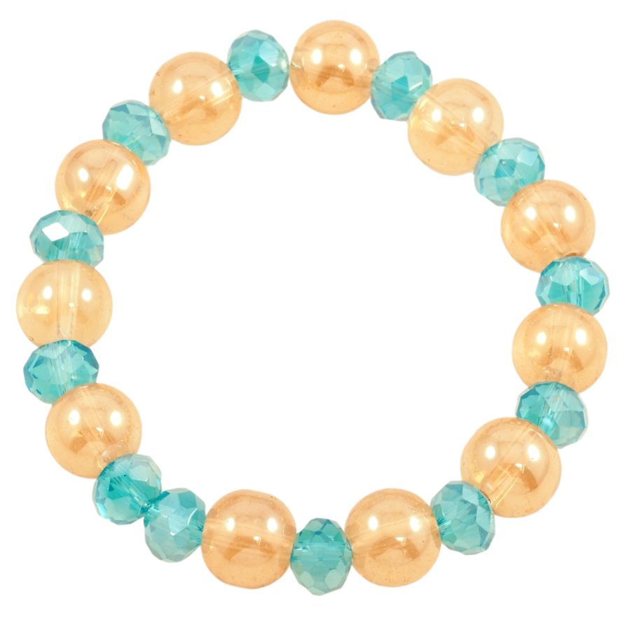 Браслет на резинке стекло Золотисто-голубые бусины, ø 8мм и 10мм свободный размер фото №1 Браслет на резинке стекло Золотисто-голубые бусины, ø 8мм и 10мм свободный размер фото №1