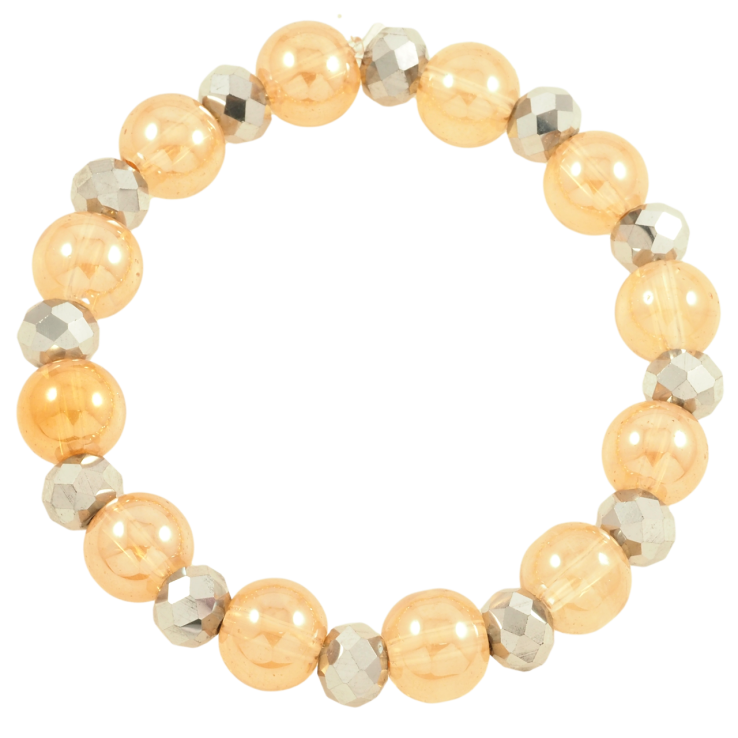 Браслет на гумці скло «Золотисто-серебристі намистини, ø 8мм і 10мм» вільний розмір фото №8