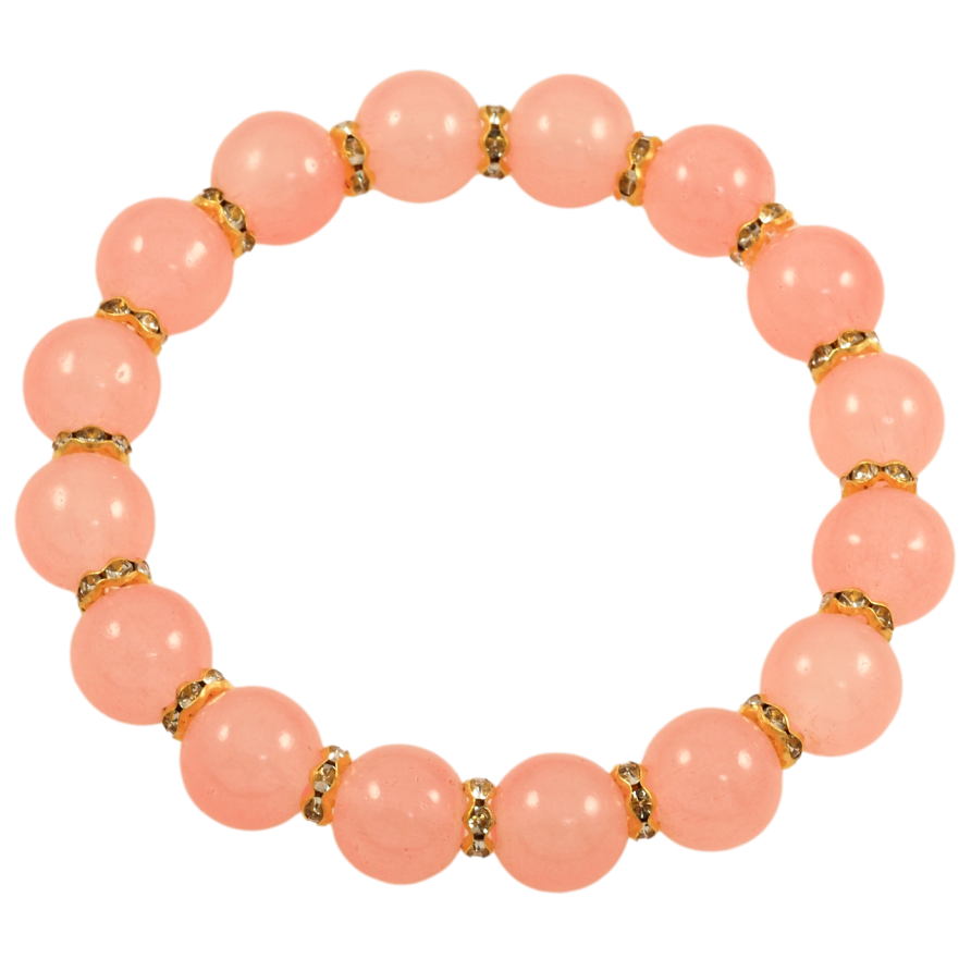 Браслет на гумці скло «Рожеві намистини, ø 10мм» вільний розмір фото №1