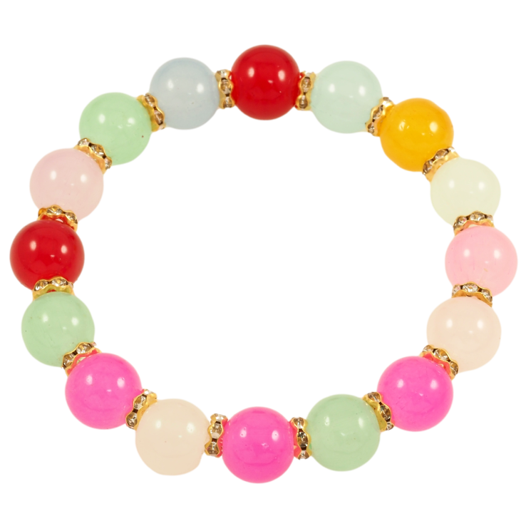 Браслет на гумці скло «Різнокольорові намистини, ø 10мм» вільний розмір фото №9