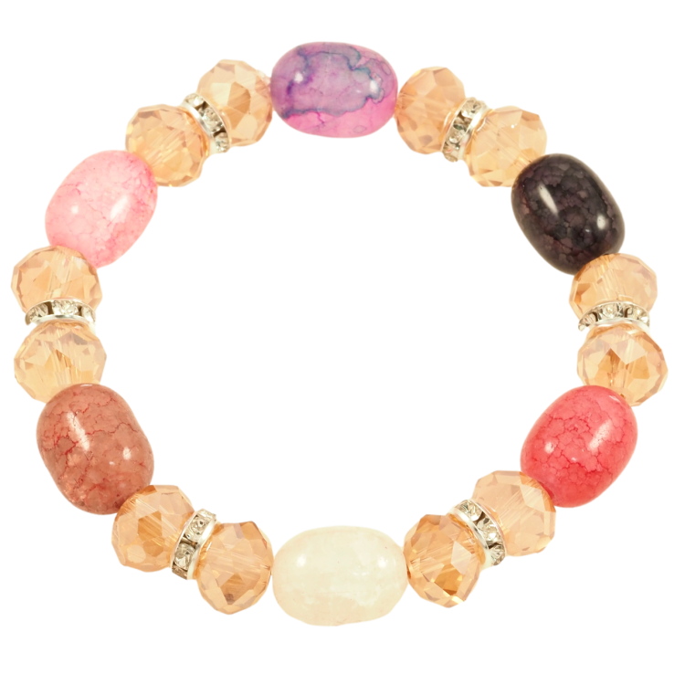 Браслет на гумці скло «Різнокольорові намистини, ø 10мм» вільний розмір фото №10