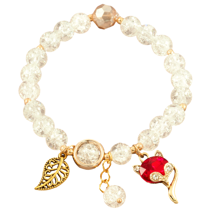 Браслет на гумці скло «Прозорі намистини з підвісками, ø 8мм» вільний розмір фото №1