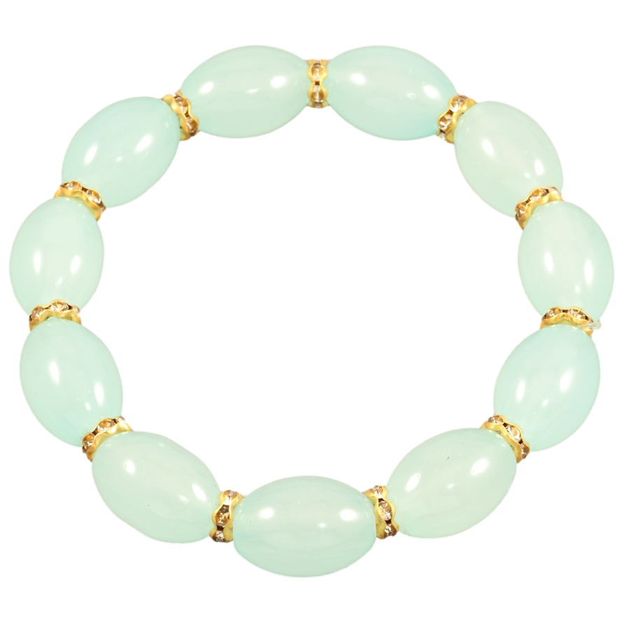 Браслет на гумці скло «М'ятні намистини, ø 6-10мм» вільний розмір фото №1 Браслет на гумці скло «М'ятні намистини, ø 6-10мм» вільний розмір фото №1