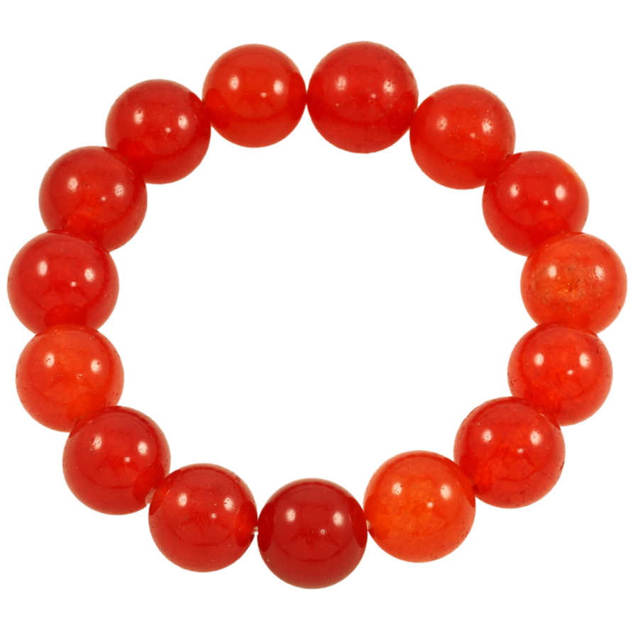 Браслет на резинке стекло Оранжевые стеклянные бусины, ø 13мм свободный размер фото №1