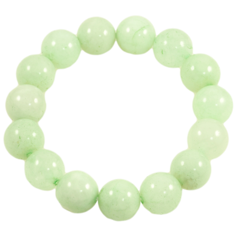 Браслет на гумці скло «М'ятні скляні намистини, ø 13мм» вільний розмір фото №1