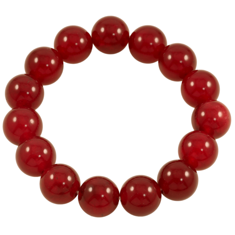 Браслет на резинке стекло Бордовые стеклянные бусины, ø 13мм свободный размер фото №1