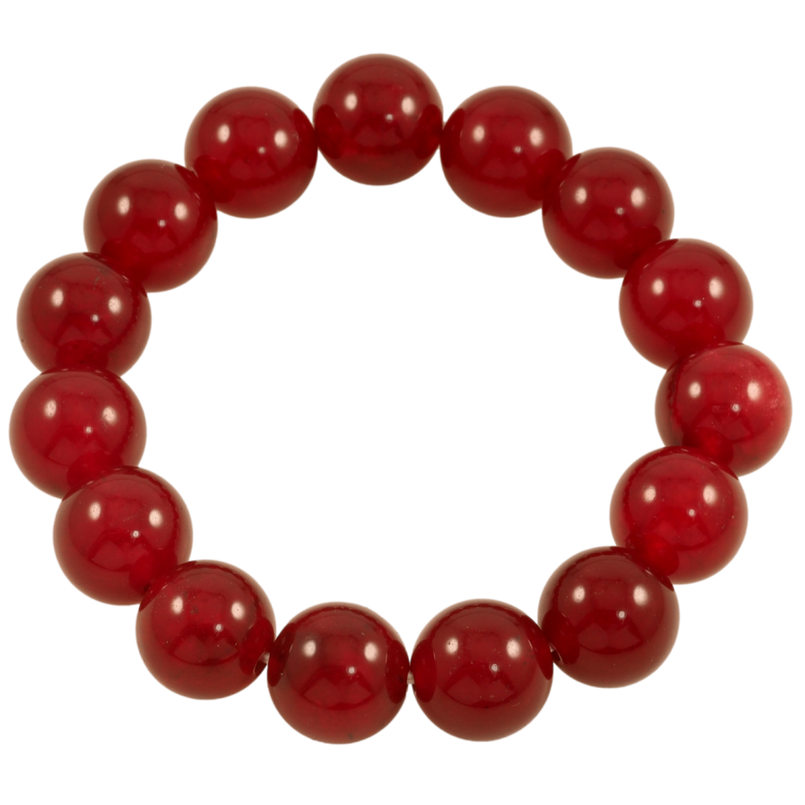 Браслет на гумці скло «Бордові скляні намистини, ø 13мм» вільний розмір фото №1