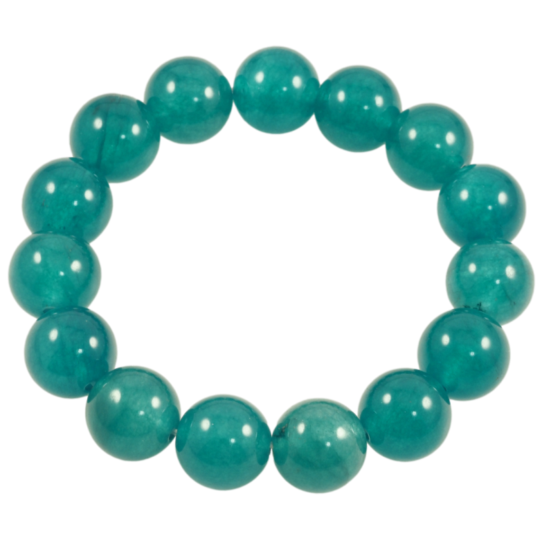 Браслет на резинке стекло Бирюзовые стеклянные бусины, ø 13мм свободный размер фото №1