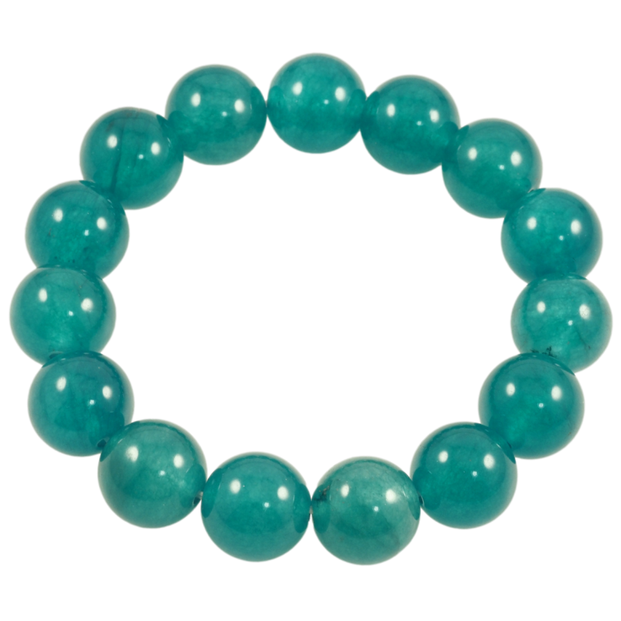 Браслет на гумці скло «Бірюзові скляні намистини, ø 13мм» вільний розмір фото №1
