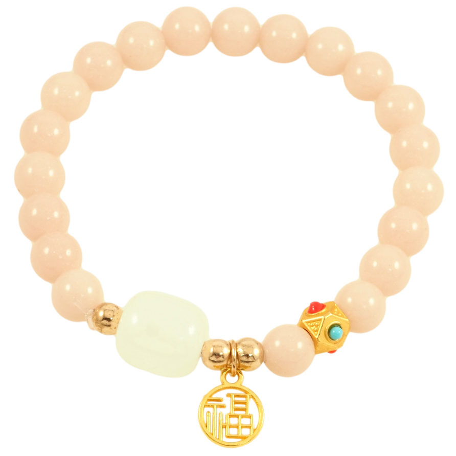 Браслет на резинке стекло Бежевые флуоресцентные (светящиеся) бусины с подвеской, ø 8мм свободный размер фото №1 Браслет на резинке стекло Бежевые флуоресцентные (светящиеся) бусины с подвеской, ø 8мм свободный размер фото №1