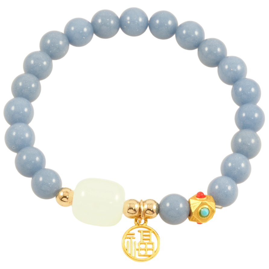 Браслет на гумці скло «Блакитні флуоресцентні (що світяться в темряві) намистини з підвіскою, ø 8мм» вільний розмір фото №1 Браслет на гумці скло «Блакитні флуоресцентні (що світяться в темряві) намистини з підвіскою, ø 8мм» вільний розмір фото №1