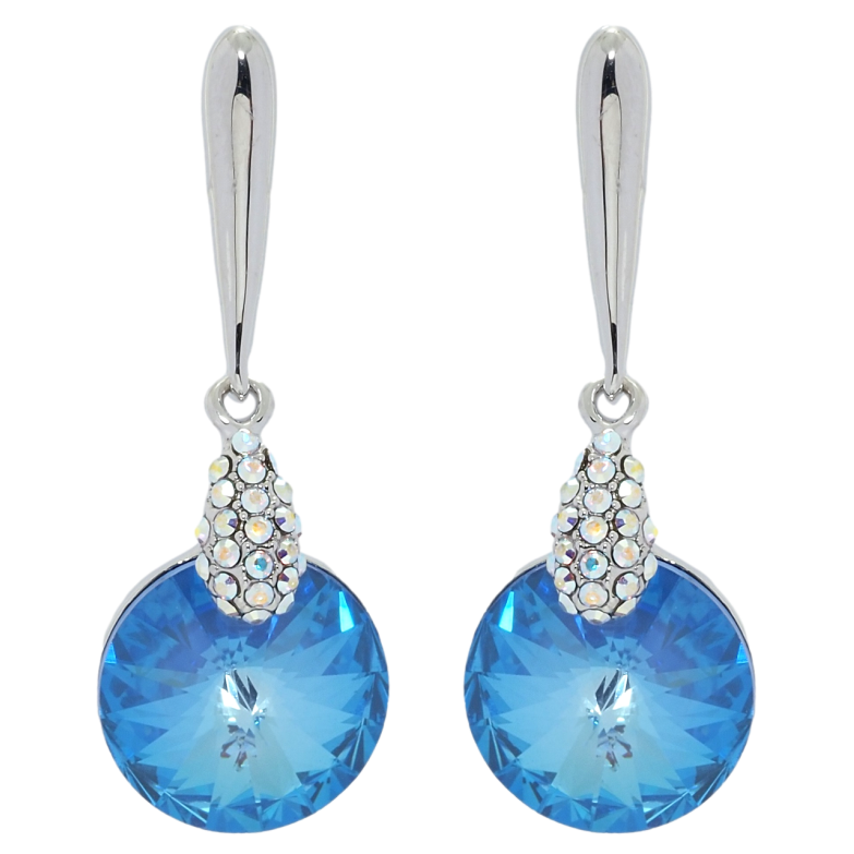 Сережки Xuping колір Родій з кристалами Swarovski пусети Підвіски з кристалом Ocean Delite фото №1 Сережки Xuping колір Родій з кристалами Swarovski пусети Підвіски з кристалом Ocean Delite фото №1