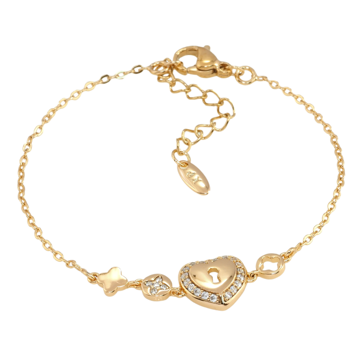 Браслет Xuping Позолота 18K Ланцюжок з декоративною вставкою серце довжина з дод. ланцюжком 15.5-19см х 1мм фото №4