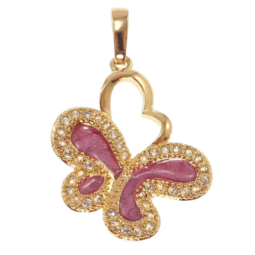 Кулон Xuping Позолота 18K Метелик з емаллю та цирконієм для ланцюжка до 6мм фото №1