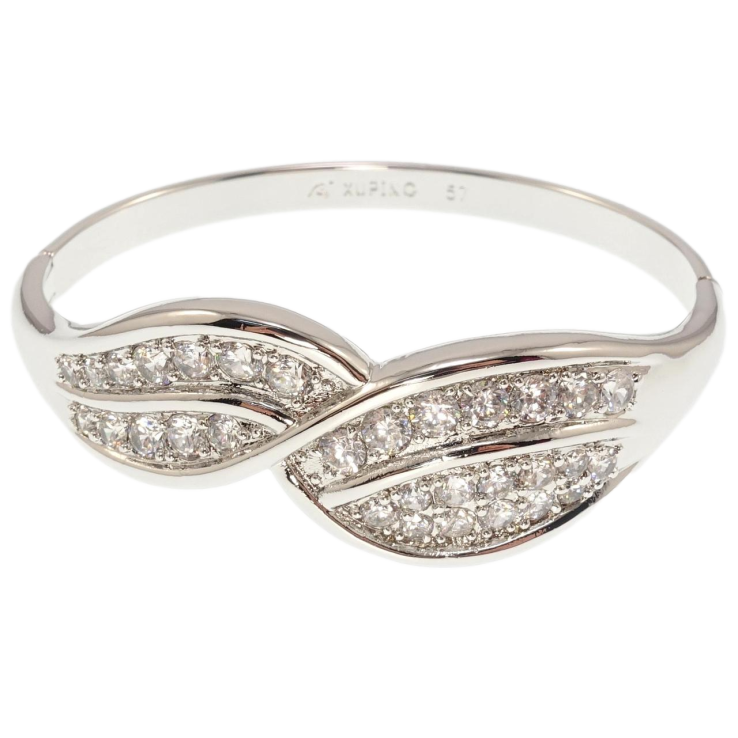 Браслет Xuping Родий Листики с цирконием ø 5,7см фото №10 Браслет Xuping Родий Листики с цирконием ø 5,7см фото №10