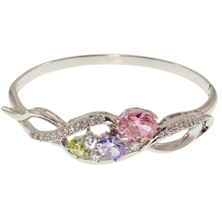 Браслет Xuping Родий Изящный орнамент с цветными кристаллами ø 5,7см фото №15 Браслет Xuping Родий Изящный орнамент с цветными кристаллами ø 5,7см фото №15