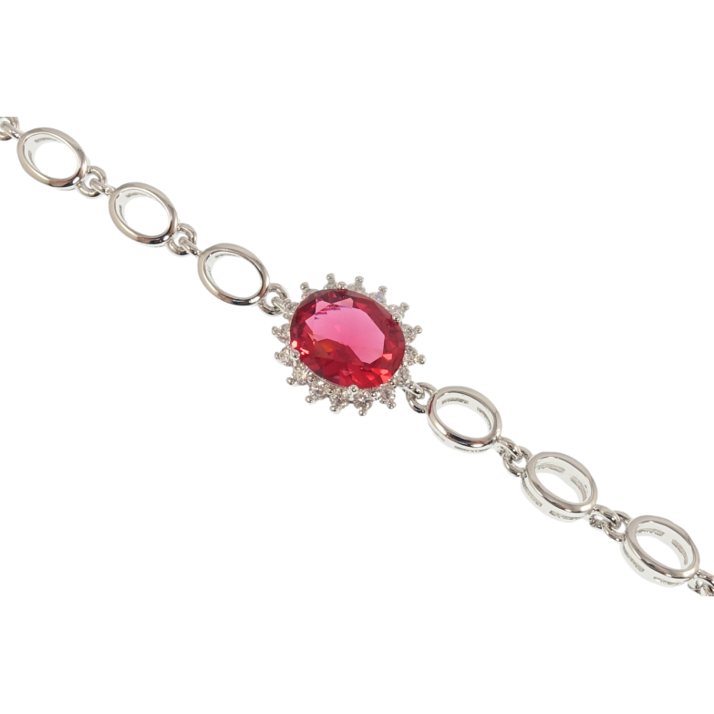 Браслет Xuping Родий Малиновый фианит в обрамлении циркония длина с доп.замком 17,20см х 5мм фото №1 Браслет Xuping Родий Малиновый фианит в обрамлении циркония длина с доп.замком 17,20см х 5мм фото №1