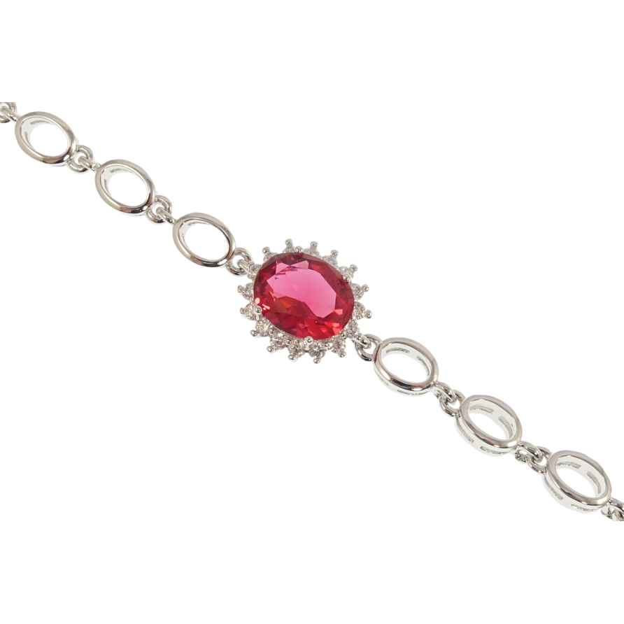 Браслет Xuping Родий Малиновый фианит в обрамлении циркония длина с доп.замком 17,20см х 5мм фото №1 Браслет Xuping Родий Малиновый фианит в обрамлении циркония длина с доп.замком 17,20см х 5мм фото №1
