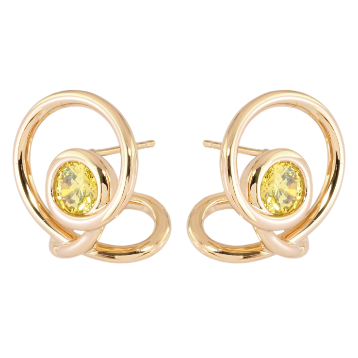 Сережки Xuping JEAN GOUJON Позолота 18К пусети «Закручений візерунок з жовтими фіанітами» фото №19 Сережки Xuping JEAN GOUJON Позолота 18К пусети «Закручений візерунок з жовтими фіанітами» фото №19