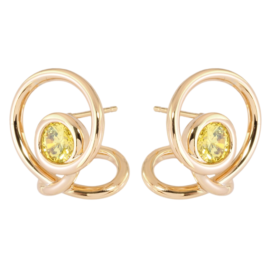 Сережки Xuping JEAN GOUJON Позолота 18К пусети «Закручений візерунок з жовтими фіанітами» фото №1 Сережки Xuping JEAN GOUJON Позолота 18К пусети «Закручений візерунок з жовтими фіанітами» фото №1