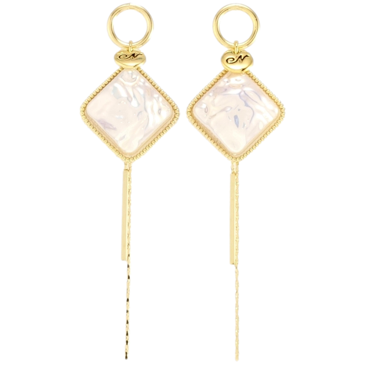 Серьги Xuping QQMM Позолота 14K пусеты Ромбовые подвески с перламутровыми фото №4 Серьги Xuping QQMM Позолота 14K пусеты Ромбовые подвески с перламутровыми фото №4