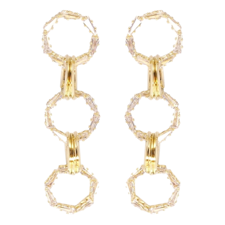 Серьги Xuping QQMM Позолота 14K пусеты Подвески из кристальных колечек фото №1 Серьги Xuping QQMM Позолота 14K пусеты Подвески из кристальных колечек фото №1