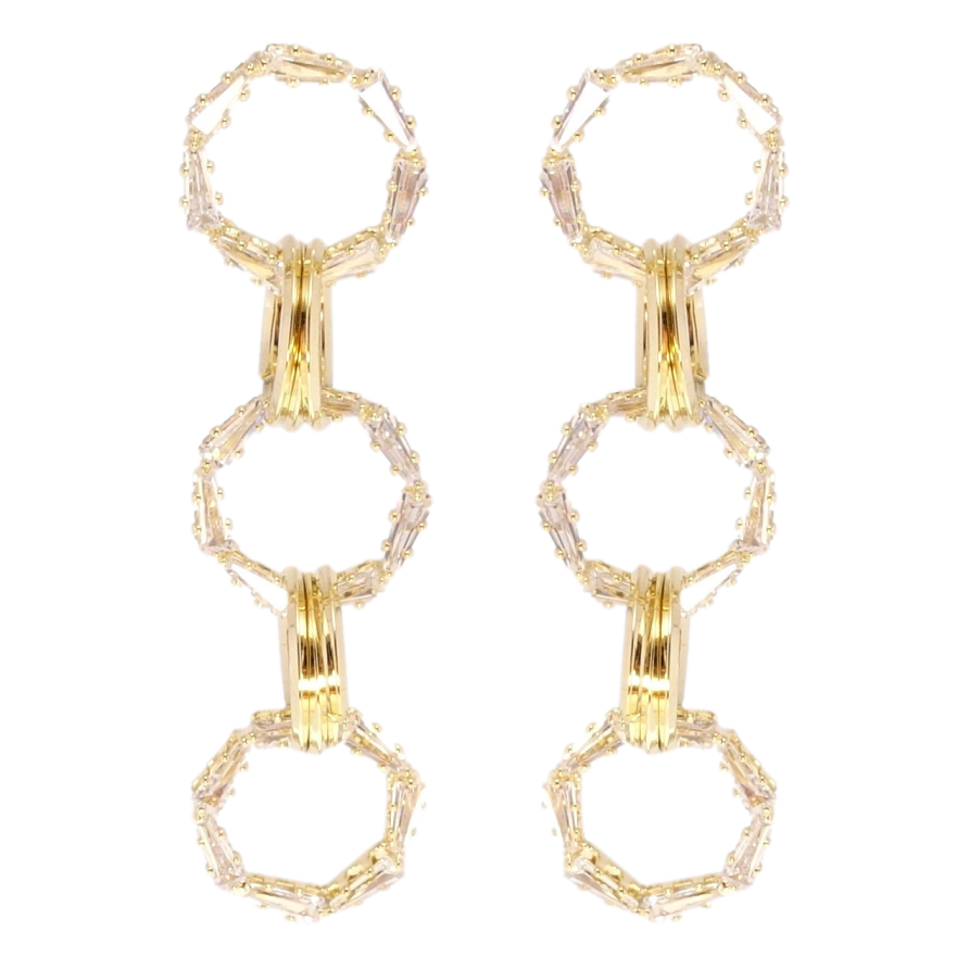 Серьги Xuping QQMM Позолота 14K пусеты Подвески из кристальных колечек фото №1 Серьги Xuping QQMM Позолота 14K пусеты Подвески из кристальных колечек фото №1