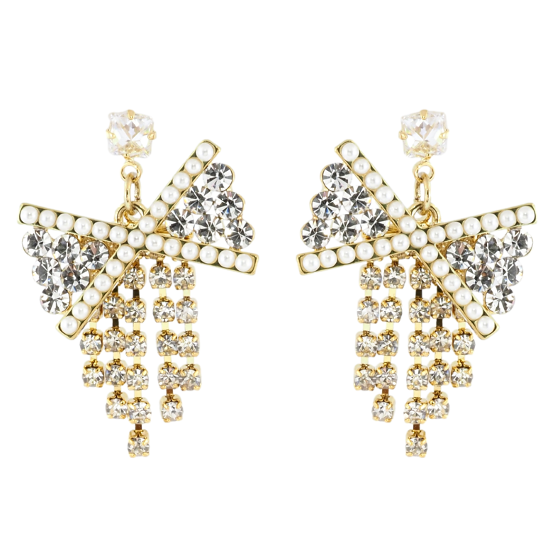 Сережки Xuping QQMM Позолота 14K пусети Банти з цирконієм фото №1 Сережки Xuping QQMM Позолота 14K пусети Банти з цирконієм фото №1