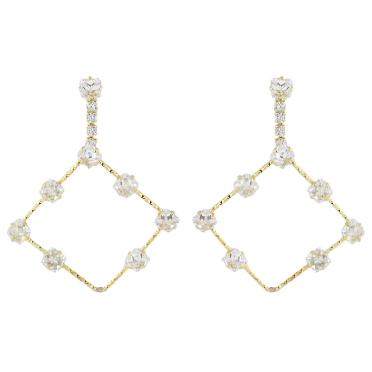 Серьги Xuping QQMM Позолота 14K пусеты Ромбовые подвески с цирконием фото №3 Серьги Xuping QQMM Позолота 14K пусеты Ромбовые подвески с цирконием фото №3