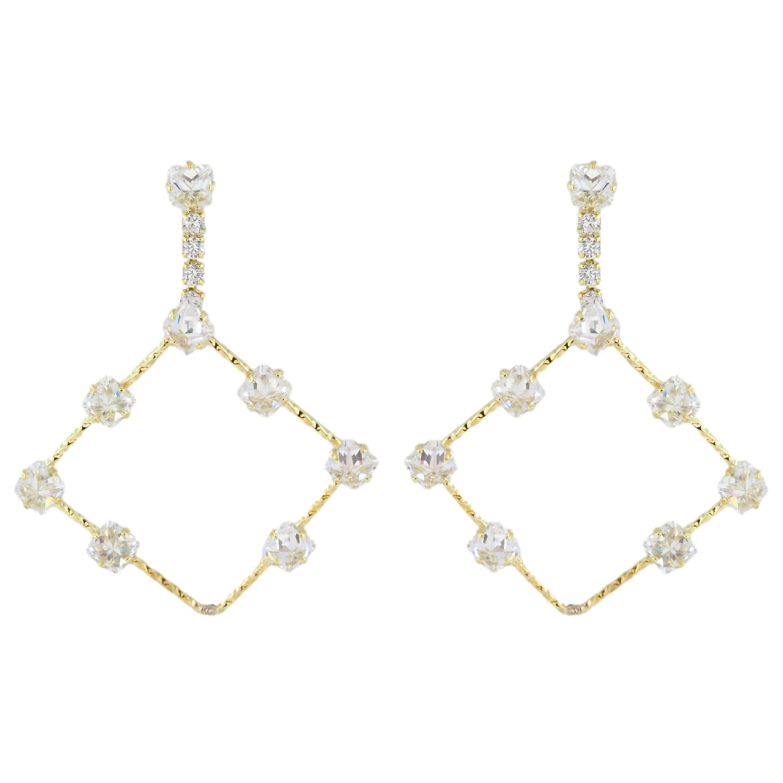 Сережки Xuping QQMM Позолота 14K пусети Ромбові підвіски з цирконієм фото №1 Сережки Xuping QQMM Позолота 14K пусети Ромбові підвіски з цирконієм фото №1